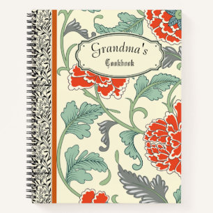 Gepersonaliseerde rustieke bloemen Grandmas kookbo Notitieboek