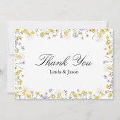 Gepersonaliseerde rustieke bloemenbruiloft bedankk kaart (Voorkant)