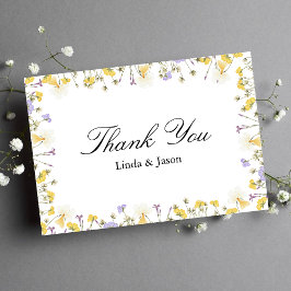 Gepersonaliseerde rustieke bloemenbruiloft bedankk kaart