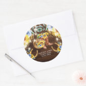 Gepersonaliseerde rustieke bloemenlaarzen String L Ronde Sticker (Envelop)
