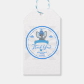 Gepersonaliseerde rustieke Blue Elephant boy Baby Cadeaulabel (Voorkant)