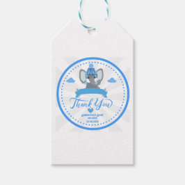 Gepersonaliseerde rustieke Blue Elephant boy Baby  Cadeaulabel