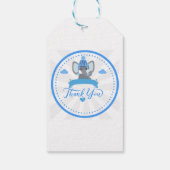 Gepersonaliseerde rustieke Blue Elephant boy Baby Cadeaulabel (Achterkant)