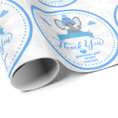 Gepersonaliseerde rustieke Blue Elephant boy Baby  Cadeaupapier (Rol Hoek)
