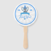 Gepersonaliseerde rustieke Blue Elephant boy Baby Handwaaier (Achterkant)
