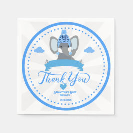 Gepersonaliseerde rustieke Blue Elephant boy Baby  Servet