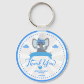 Gepersonaliseerde rustieke Blue Elephant boy Baby Sleutelhanger (Voorkant)