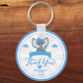 Gepersonaliseerde rustieke Blue Elephant boy Baby Sleutelhanger (Voorkant)