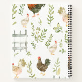 Gepersonaliseerde rustieke boerderij kip en groen notitieboek (Achterkant)