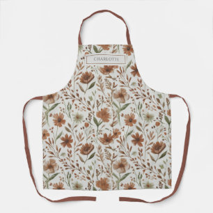 Gepersonaliseerde Rustieke Boho Bloemen Terracotta Schort