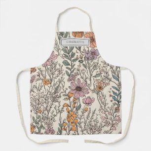 Gepersonaliseerde Rustieke Boho Bloemen Terracotta Schort