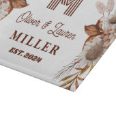 Gepersonaliseerde rustieke Boho Floral Monogram pa Snijplank (Hoek)