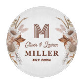 Gepersonaliseerde rustieke Boho Floral Monogram pa Snijplank (Voorkant)