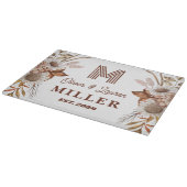 Gepersonaliseerde rustieke Boho Floral Monogram pa Snijplank (Hoek)
