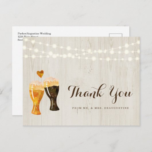 Gepersonaliseerde Rustieke Brouwerij Bier bruiloft Briefkaart (Voorkant / Achterkant)
