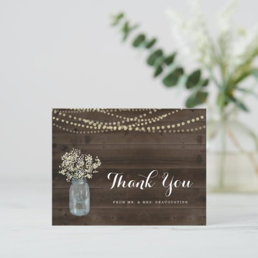 Gepersonaliseerde rustieke bruiloft Dank u Briefkaart (Staand voorkant)