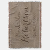 Gepersonaliseerde  rustieke bruiloft familienaam deken (Voorkant Verticaal)