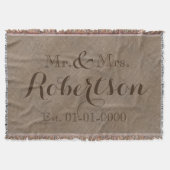 Gepersonaliseerde  rustieke bruiloft familienaam deken (Voorkant)
