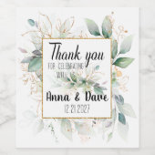 Gepersonaliseerde rustieke bruiloft groen gunsten wijn etiket (Enkel label)