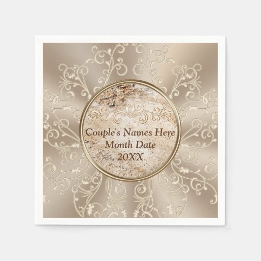 Gepersonaliseerde rustieke bruiloft servetten met  (Voorkant)