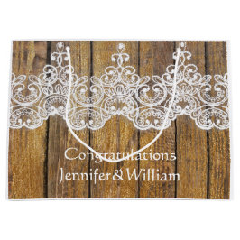 Gepersonaliseerde rustieke bruiloft verjaardag hou groot cadeauzakje