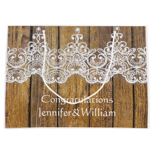 Gepersonaliseerde rustieke bruiloft verjaardag hou groot cadeauzakje (Voorkant)