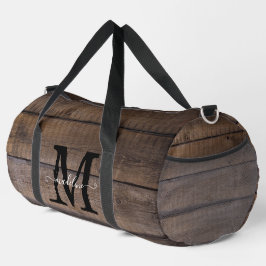 Gepersonaliseerde rustieke bruine monogram scriptn plunjezak