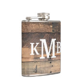 Gepersonaliseerde rustieke chique hout klassieke m heupfles (Rechts)