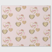 Gepersonaliseerde rustieke drie harten patroon cadeaupapier (Vlak)