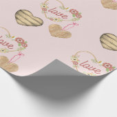 Gepersonaliseerde rustieke drie harten patroon cadeaupapier (Hoek)