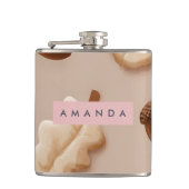 Gepersonaliseerde rustieke eikel & eikenblad patro heupfles (Voorkant)