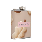 Gepersonaliseerde rustieke eikel & eikenblad patro heupfles (Rechts)