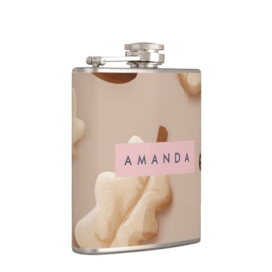 Gepersonaliseerde rustieke eikel & eikenblad patro heupfles (Rechts)