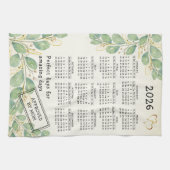Gepersonaliseerde rustieke Eucalyptus 2025 kalende Theedoek (Horizontaal)