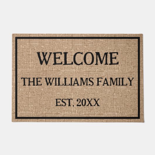 Gepersonaliseerde rustieke familienaam Monogram De Deurmat (Voorkant)