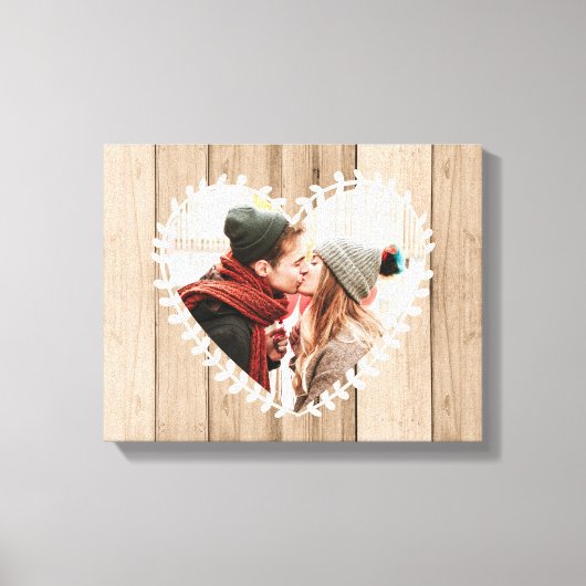 Gepersonaliseerde rustieke foto Hart Canvas Afdruk (Voorkant)