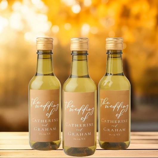 Gepersonaliseerde rustieke gouden bruiloft Mini Wijn Etiket