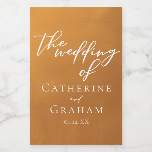 Gepersonaliseerde rustieke gouden bruiloft Mini Wijn Etiket (Enkel label)