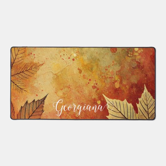 Gepersonaliseerde rustieke gouden herfst distresse bureaumat (Voorkant)
