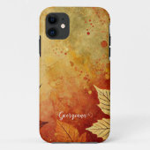 Gepersonaliseerde rustieke gouden herfst distresse Case-Mate iPhone case (Achterkant)
