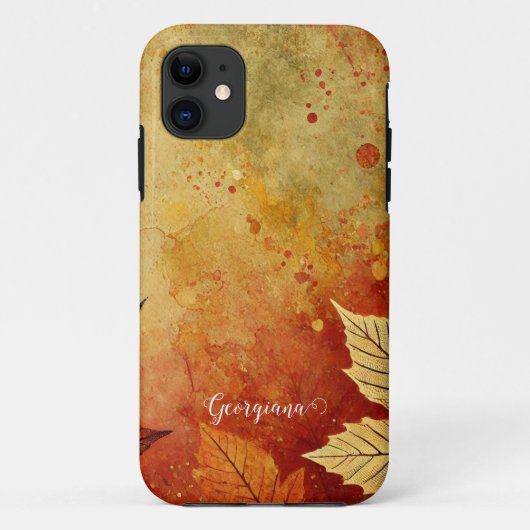 Gepersonaliseerde rustieke gouden herfst distresse Case-Mate iPhone case (Achterkant)