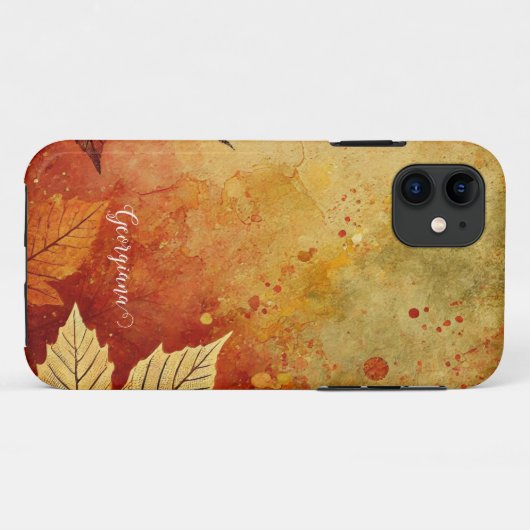 Gepersonaliseerde rustieke gouden herfst distresse Case-Mate iPhone case (Achterkant (horizontaal))