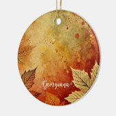 Gepersonaliseerde rustieke gouden herfst distresse keramisch ornament (Links)