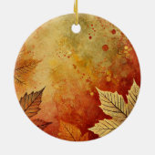 Gepersonaliseerde rustieke gouden herfst distresse keramisch ornament (Achterkant)
