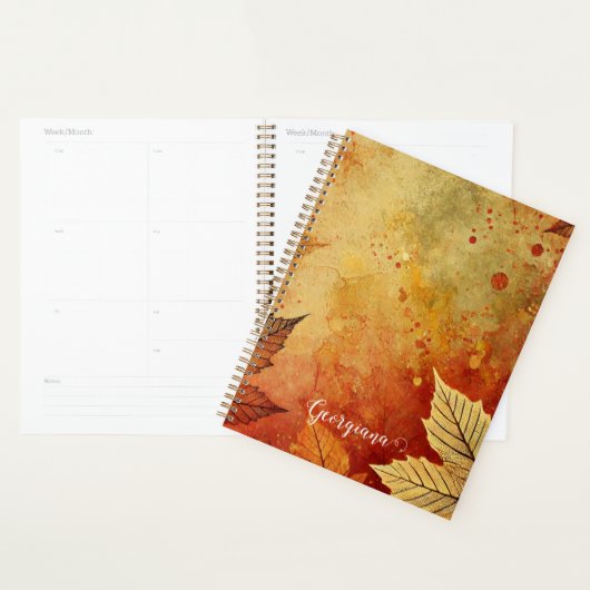 Gepersonaliseerde rustieke gouden herfst distresse planner (Display)