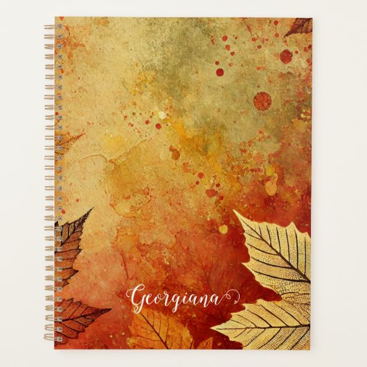 Gepersonaliseerde rustieke gouden herfst distresse planner (Voorkant)