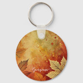 Gepersonaliseerde rustieke gouden herfst distresse sleutelhanger (Achterkant)