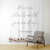 Gepersonaliseerde Rustieke Herfst Bloemen Huwelijk Wandkleed (In situ)