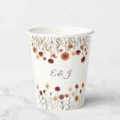 Gepersonaliseerde rustieke Herfst Bloemen Trouwpap Papieren Bekers (Achterkant)