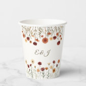 Gepersonaliseerde rustieke Herfst Bloemen Trouwpap Papieren Bekers (Voorkant)